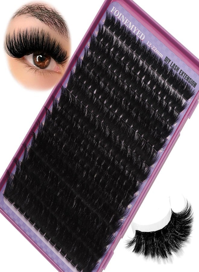FOINEMYED Lash Clusters 200D Long Lash Clusters Thick Volume Lashes Clusters 12-22mm Eyelash Clusters D Curly Cluster DIY at Home Wispy Individual Lashes for Beginners Eyelash Extension by FOINEMYED - Image 1